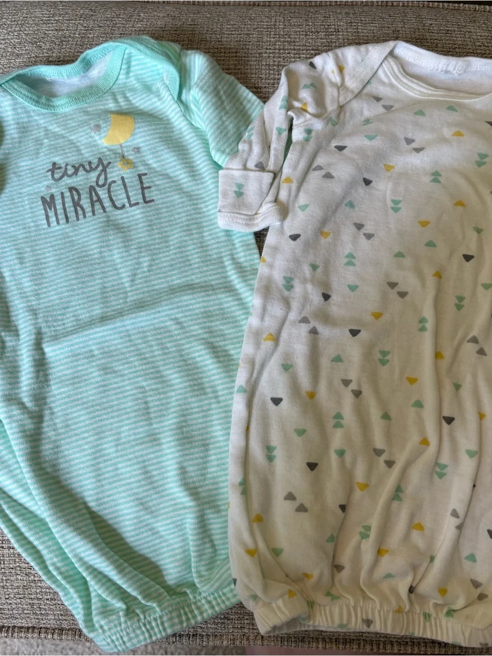 Carter's Mint Green and White Baby Sleep Sacks with Triangle Print
